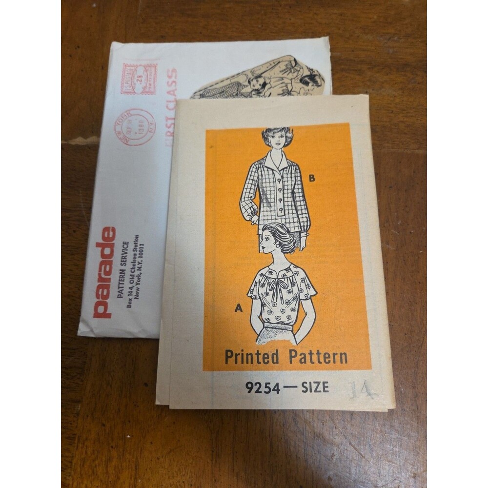 Parade Pattern Service 9254 Top Shirt Blouse Size 14 Cut 1950s
